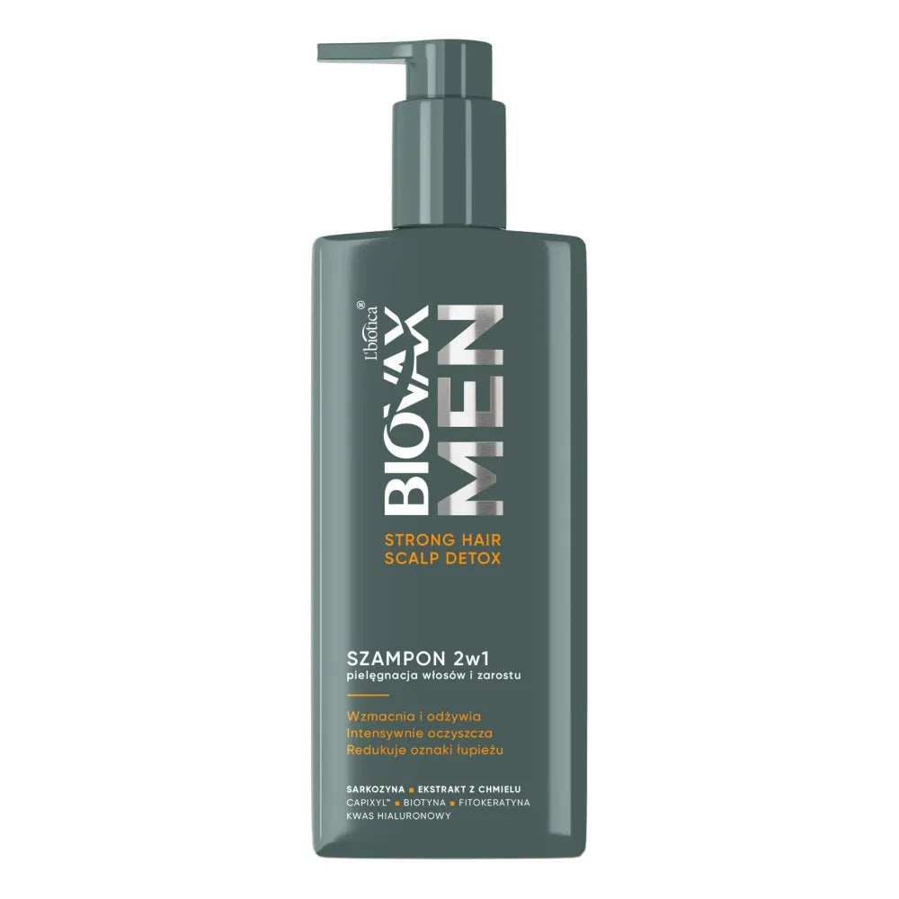 L’BIOTICA Biovax Men 2-in-1 šampūnas plaukams ir barzdai - detoksikacija 200 ml - Kosmetika