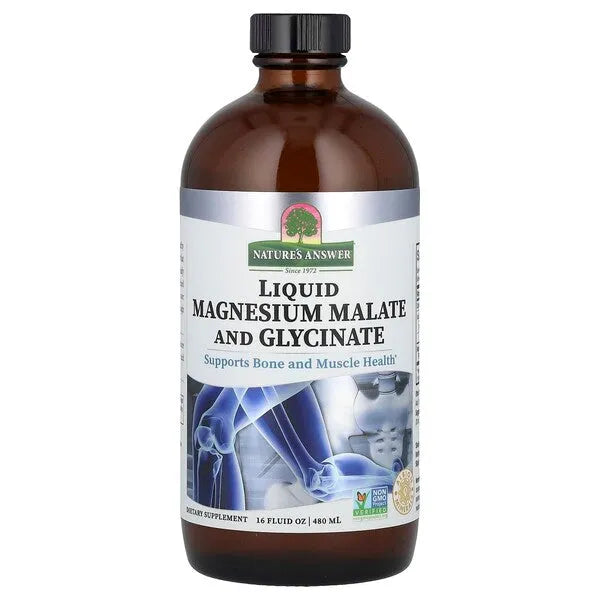Liquid Magnesium Malate and Glycinate - 480 ml - Nature’s Answer - Papildai