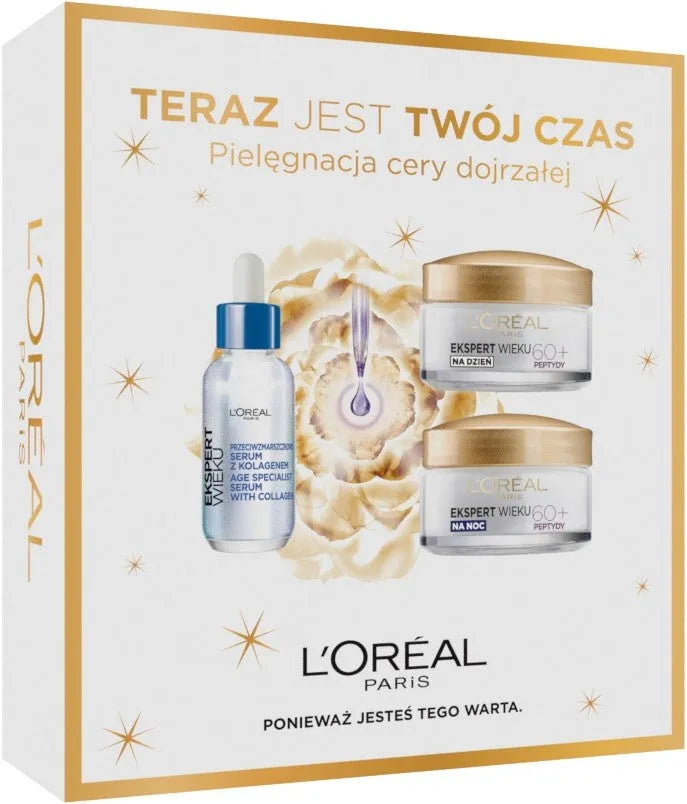 LOREAL Age Expert Gift Set 60+ (dieninis kremas + naktinis + serumas) - Kosmetika