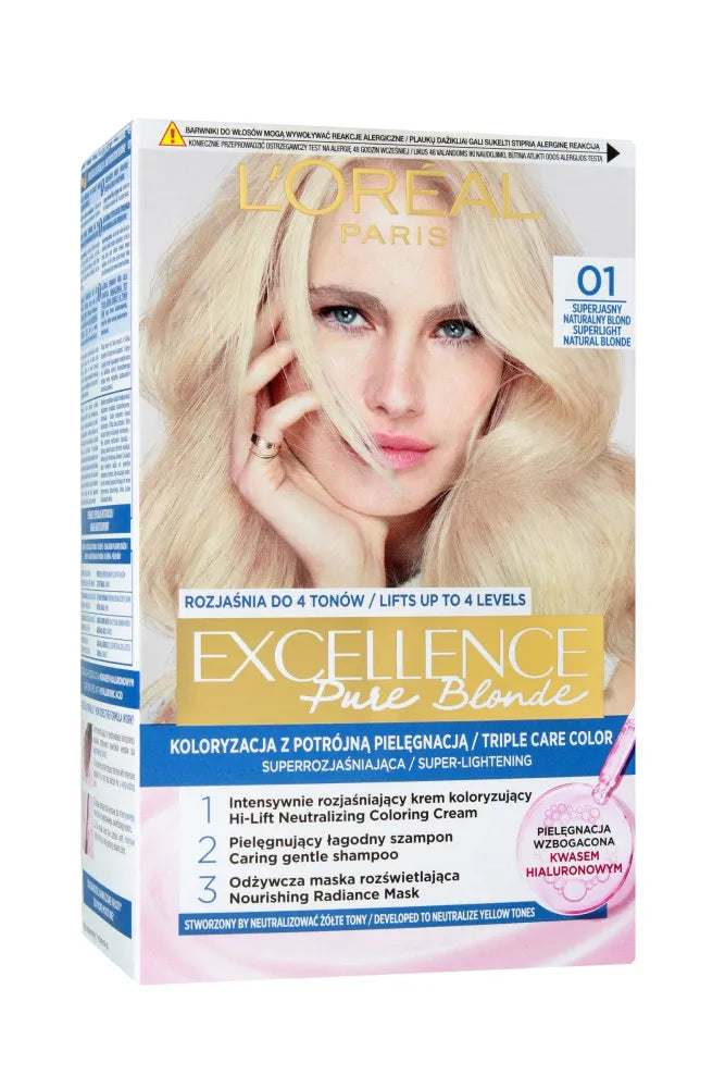 LOREAL Excellence Creme Plaukų dažai 01 Super šviesus natūralus šviesiaplaukis - Kosmetika