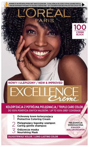 LOREAL Excellence Creme plaukų dažai 100 juodas - Kosmetika