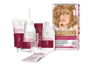 LOREAL Excellence Creme Plaukų dažai 8.0 Šviesus šviesiaplaukis - Kosmetika