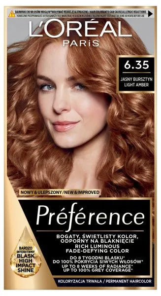 LOREAL Preference plaukų dažai 6.35 Šviesus gintaras 1 vnt. - Kosmetika