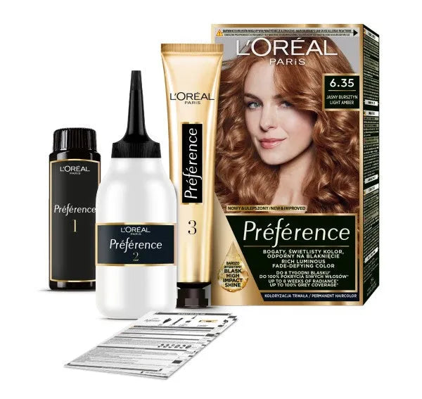 LOREAL Preference plaukų dažai 6.35 Šviesus gintaras 1 vnt. - Kosmetika