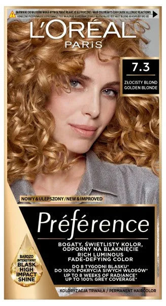 LOREAL Preference plaukų dažai 7.3 auksinis šviesus - Kosmetika