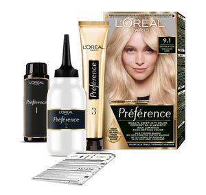 Loreal Preference Recital Plaukų spalva 9.1 Šviesiai pelenų blondinė - Kosmetika