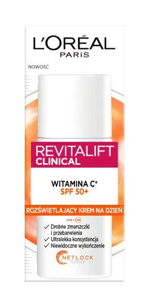 Loreal REVITALIFT CLINICAL Vitamin C* Šviesinantis Dieninis Kremas SPF50+ 50ml - Kosmetika