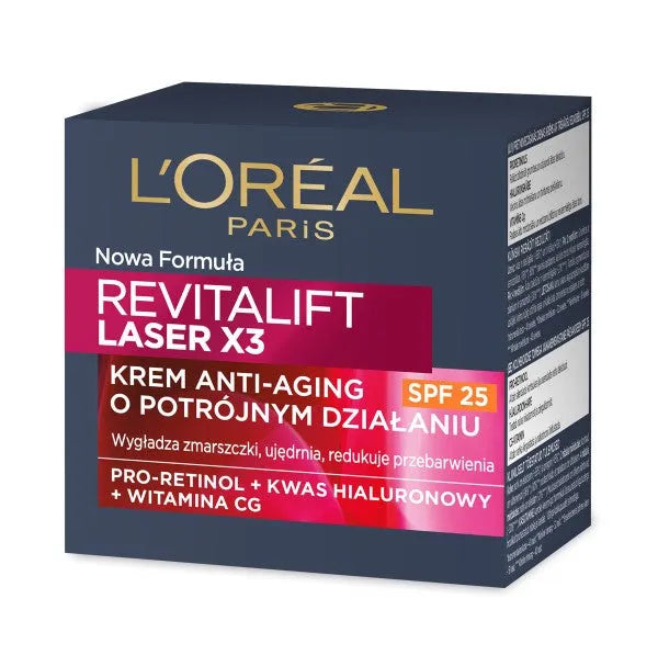 Loreal REVITALIFT LASER X3 Kremas nuo raukšlių SPF20 dienai 50ml - Kosmetika