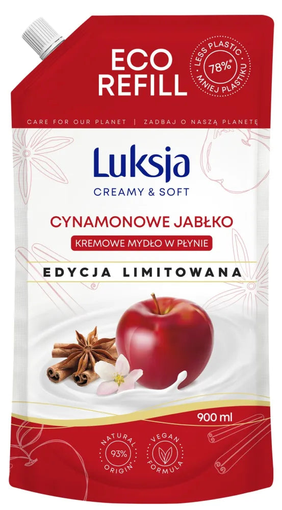 LUKSJA Creamy & Soft liquid soap - Cinamonų obuolių (ribota leidimas) 900ml - atsargos - Kosmetika