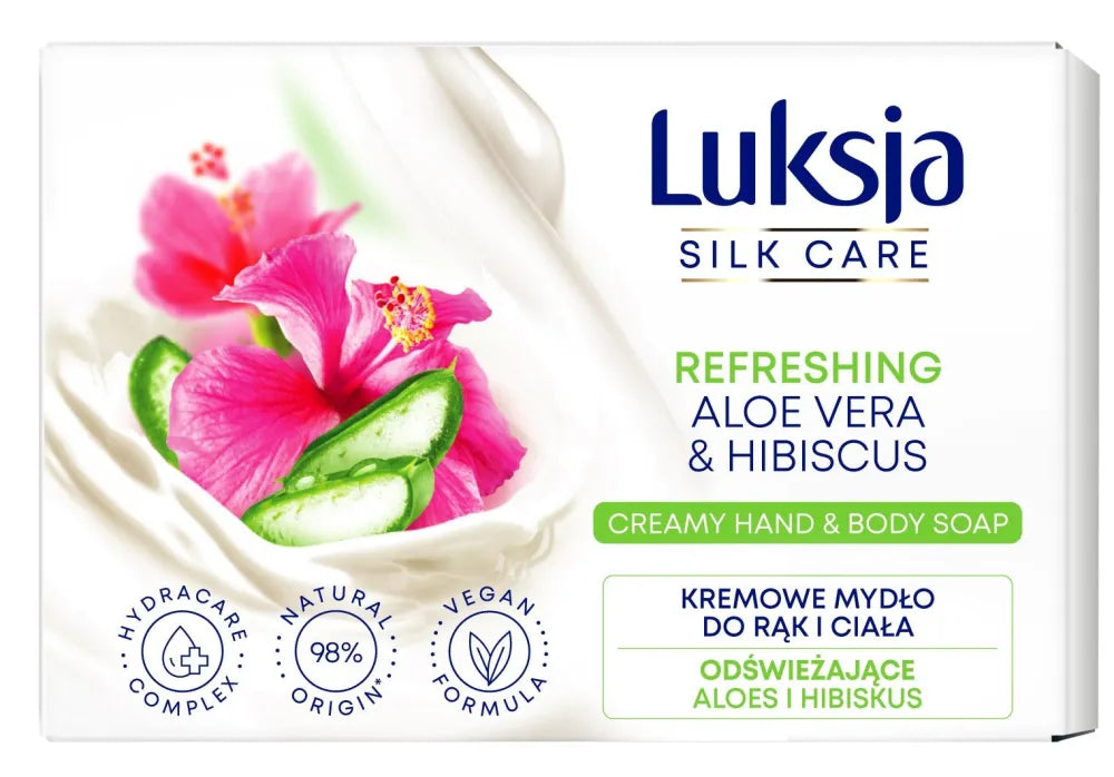 Luksja Silk Care Atgaivinanti Kreminė Muilo Juosta rankoms ir kūnui - Aloe Hibiscus 100g - Kosmetika
