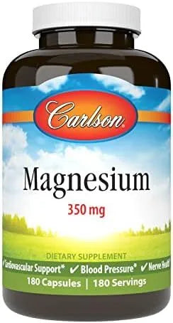 Magnesium 350mg - 180 caps - Carlson Labs - Papildai
