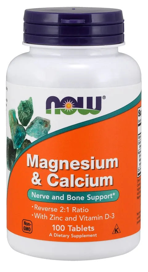 Magnesium & Calcium with Zinc and Vitamin D3 - 100 tablets - NOW Foods - Papildai