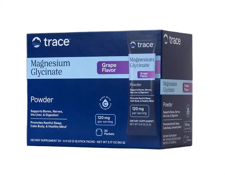 Magnesium Glycinate Powder Stick Packs Grape - 30 x 3g - Trace Minerals - Papildai