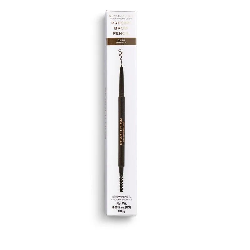 Makeup Revolution Precise Brow Pencil Dvigubas antakių pieštukas Tamsiai rudas 1 vnt. - Kosmetika