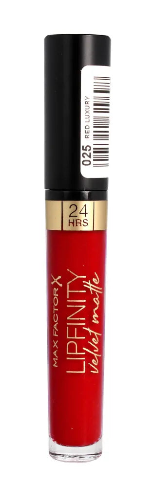 Max Factor Lipfinity Velvet Matte Liquid Lipstick Nr. 025 Raudona Prabanga 3.5g - Kosmetika