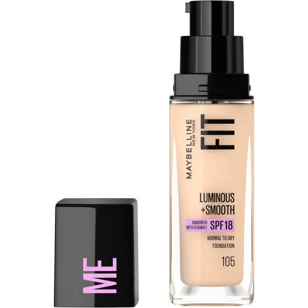 MAYBELLINE Fit Me! Luminous + Smooth makiažo pagrindas nr. 105 Natural Ivory 30ml - Kosmetika
