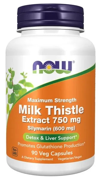 Milk Thistle Extract 750mg Maximum Strength - 90 vcaps - NOW Foods - Papildai