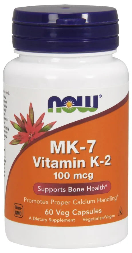 MK-7 Vitamin K-2 100mcg - 60 vcaps - NOW Foods - Papildai