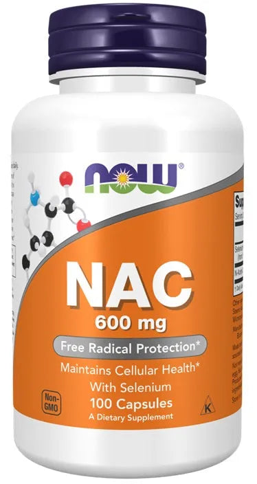 NAC with Selenium 600mg - 100 caps - NOW Foods - Papildai