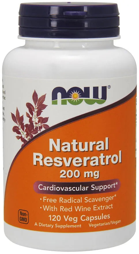 Natural Resveratrol with Red Wine Extract 200mg - 120 vcaps - NOW Foods - Papildai