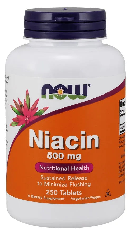 Niacin 500mg - 250 tabs - NOW Foods - Papildai