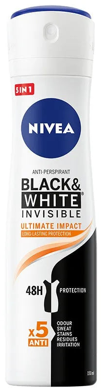 Nivea BLACK &WHITE INVISIBLE Deodorant Ultimate Impact 5in1 spray 150ml - Kosmetika
