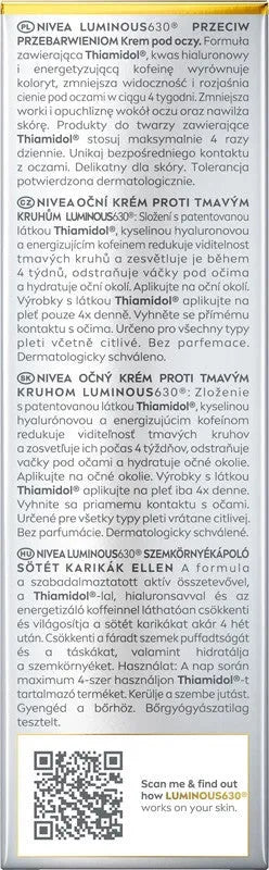 NIVEA Luminous Anti-Pigmentation Eye Cream 15 ml - Kosmetika