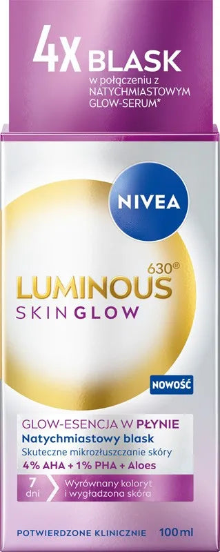 NIVEA Luminous Even Glow Liquid Refiner Exfoliating Serum 100 ml. - Kosmetika