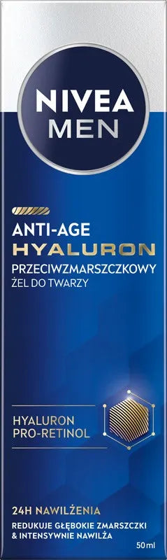 NIVEA Men Hyaluron Anti-Age veido gelis 50 ml - Kosmetika