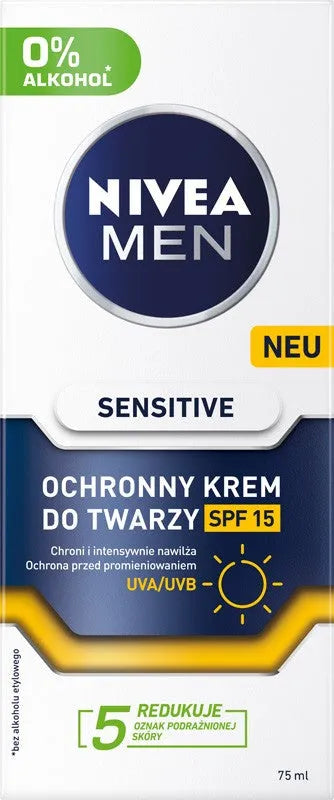 NIVEA MEN Sensitive Soothing Facial Moisturizing Cream with SPF15 75 ml - Kosmetika