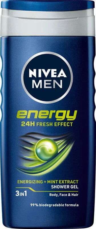 NIVEA MEN Shower Gel 3in1 Energy 24h Fresh Effect 250 ml - Vaikui ir mamai