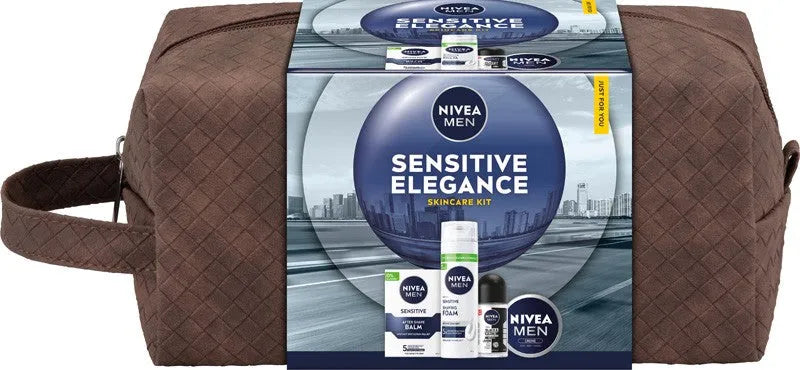 NIVEA Men’s Sensitive Elegance Gift Set (50 ml roll-on antiperspirant + 75 universal cream + 200 shaving foam + 100