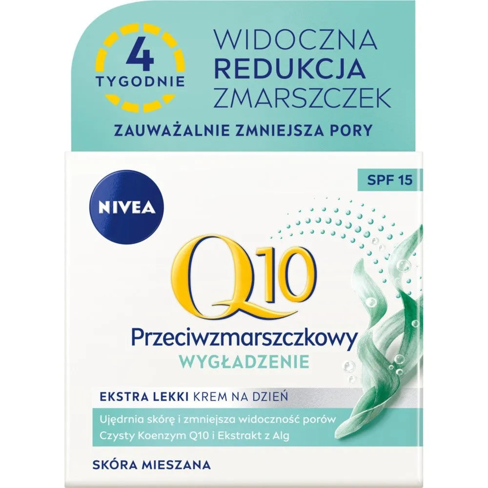 Nivea Q10 Anti-Wrinkle Extra Light Day Cream SPF15 - mišriai odai 50ml - Kosmetika
