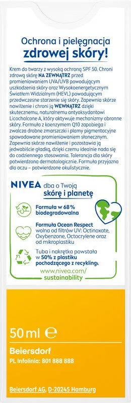 NIVEA Sun Anti-Wrinkle Cream SPF 50+ Age Q10 50 - Kosmetika