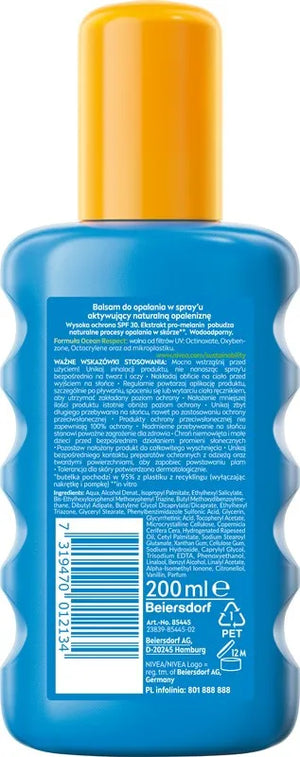 NIVEA SUN Protect Bronze Natural tan activating spray lotion SPF30 200 ml - Kosmetika