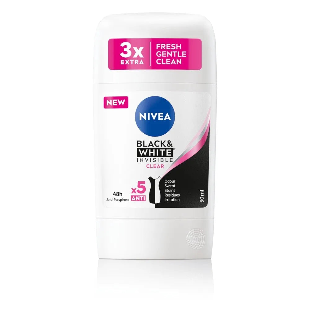 NIVEA Women’s BLACK WHITE INVISIBLE CLEAR Deodorant Stick 50ml - Kosmetika