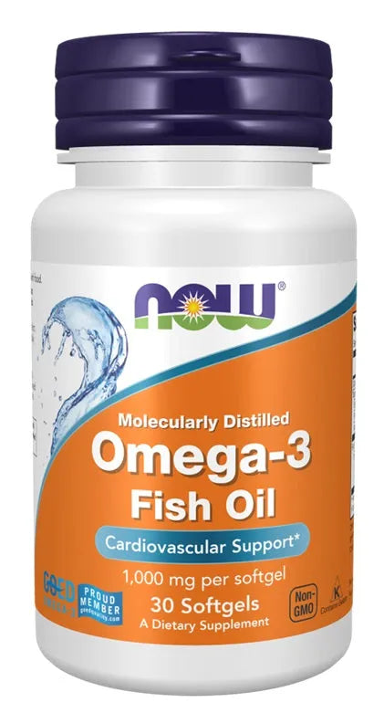 Omega-3 Fish Oil Molecularly Distilled - 30 softgels - NOW Foods - Papildai