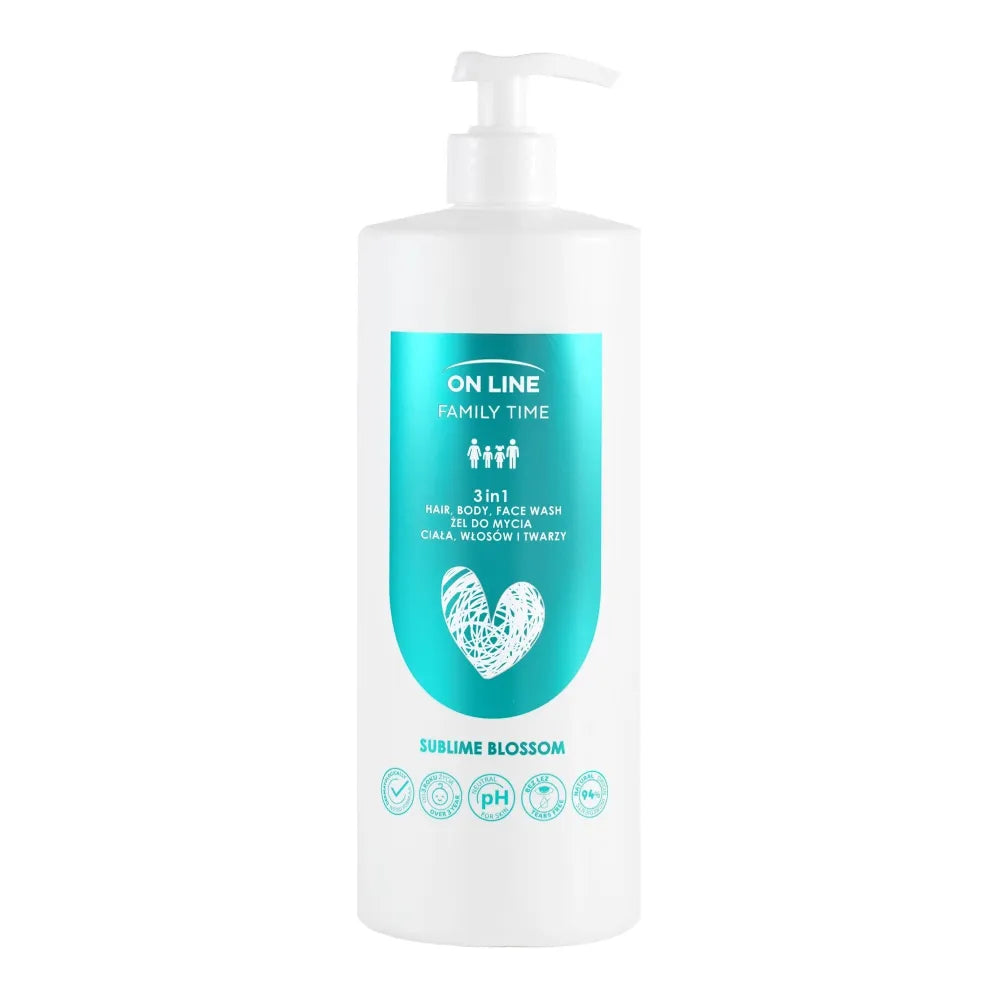 ON LINE Family Time 3-in-1 Body Hair and Face Wash Gel - Sublime Blossom 850 ml - Kosmetika
