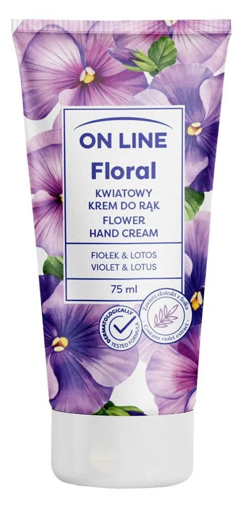 ON LINE Floral Rankų Kremas - Violetinė & Lotus 75ml - Kosmetika