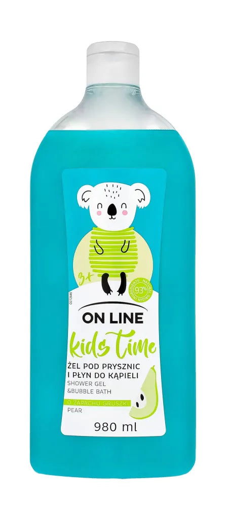 On Line Kids Time 2-in-1 dušo ir vonios gelis vaikams - kriaušių kvapas 980ml - Kosmetika