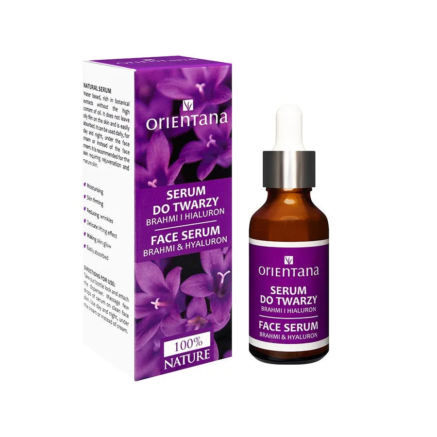 Orientana BIO Veido Serumas BRAHMI & HIALURONO RŪGŠTIS 30ml - Kosmetika