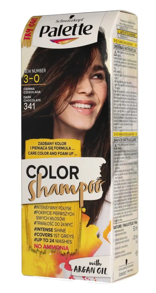 Palette Color Shampoo Dažantis šampūnas Nr. 3-0 (341) Tamsus šokoladas 1op. - Kosmetika