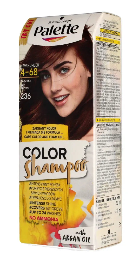Palette Color Shampoo Dažantis šampūnas Nr. 4-68 (236) kaštoninis 1op. - Kosmetika