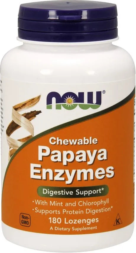 Papaya Enzyme Chewable - 180 lozenges - NOW Foods - Papildai