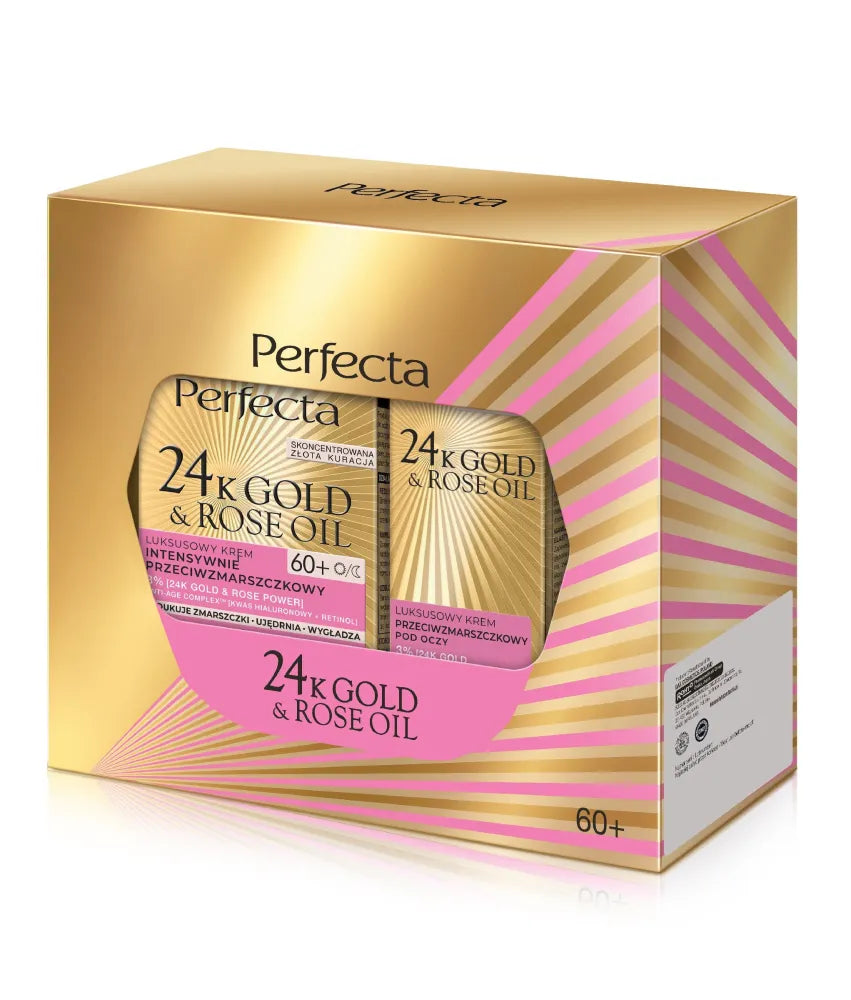 PERFECTA 24K Gold & Rose Oil Dovanų rinkinys (dieninė ir naktinė kremas 60+ akių kremas) - Kosmetika