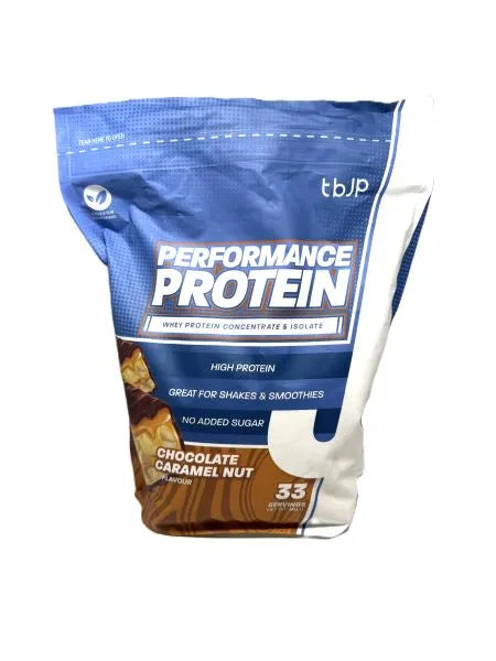 Performance Protein Chocolate Caramel Nut - 1000g - Trained by JP - Sporto papildai