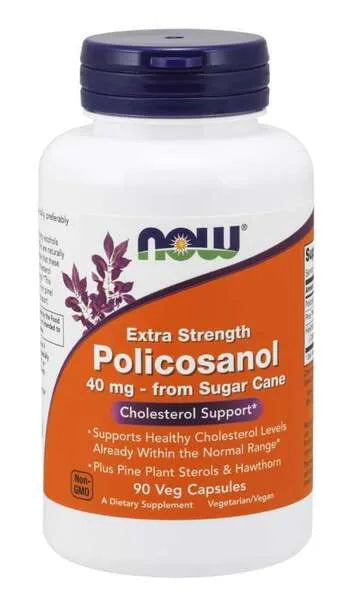 Policosanol 40mg Extra Strength - 90 vcaps - NOW Foods - Papildai