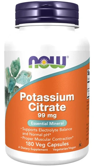 Potassium Citrate 99mg - 180 vcaps - NOW Foods - Papildai