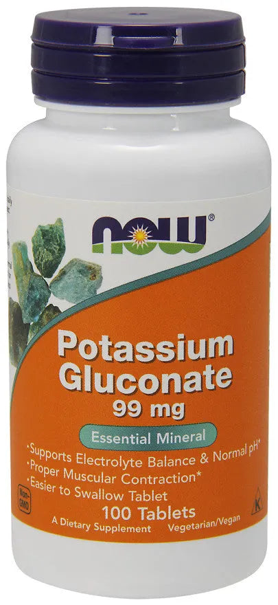 Potassium Gluconate 99mg - 100 tablets - NOW Foods - Papildai