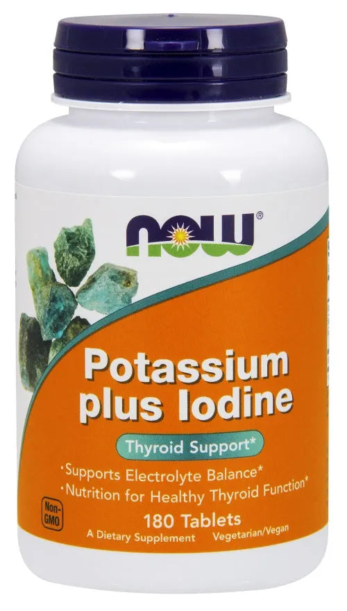 Potassium plus Iodine - 180 tabs - NOW Foods - Papildai